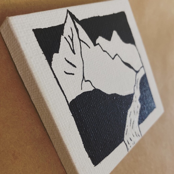 Mini Canvas Painting of Mountain with River - Picture 3 of 3